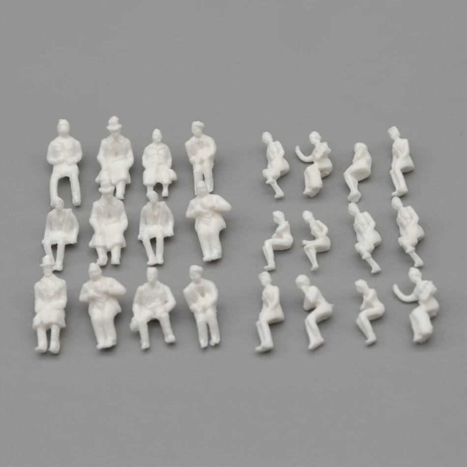 1:87 Scale People Figures Unpainted ABS Sitting Passengers 200pcs 