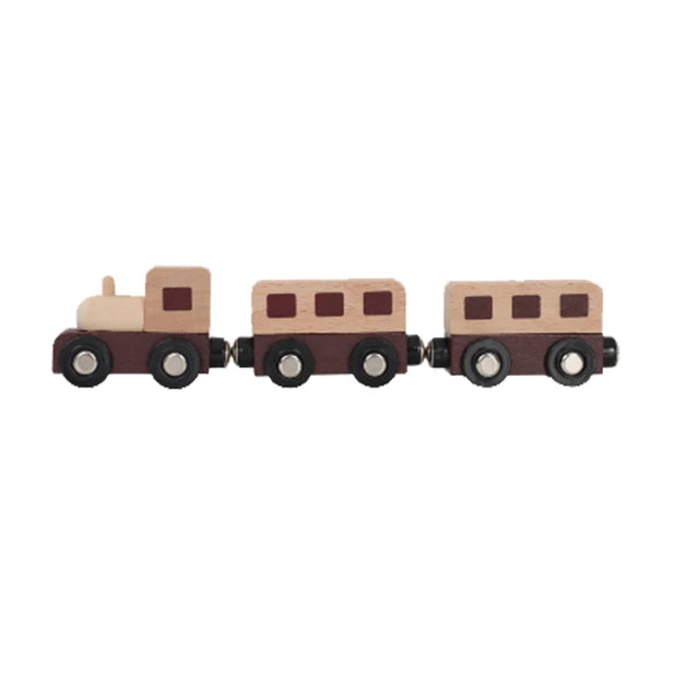 Children's wooden electric railway track toy 