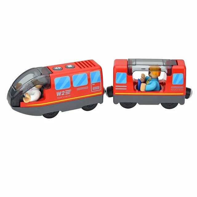 Holzeisenbahn-Spielzeug für Kinder, magnetisches und elektrisches Set, kompatibel mit allen Holzmarken, Biro-Eisenbahnschienen 