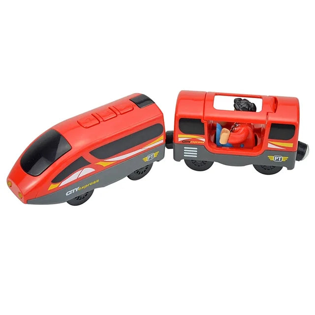 Wooden Train Track Toys for Children, Magnetic and Electric Set, Compatible with All Brands of Wood, Biro Train Tracks 