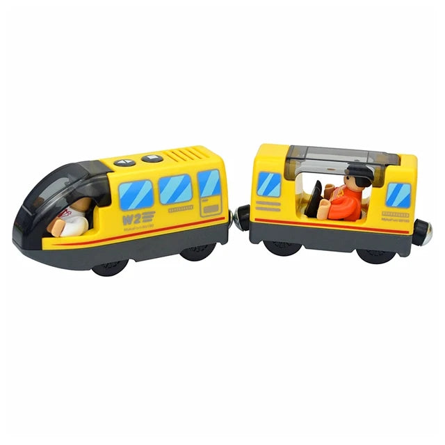 Holzeisenbahn-Spielzeug für Kinder, magnetisches und elektrisches Set, kompatibel mit allen Holzmarken, Biro-Eisenbahnschienen 