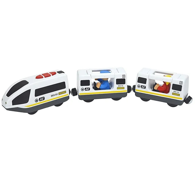 Wooden Train Track Toys for Children, Magnetic and Electric Set, Compatible with All Brands of Wood, Biro Train Tracks 