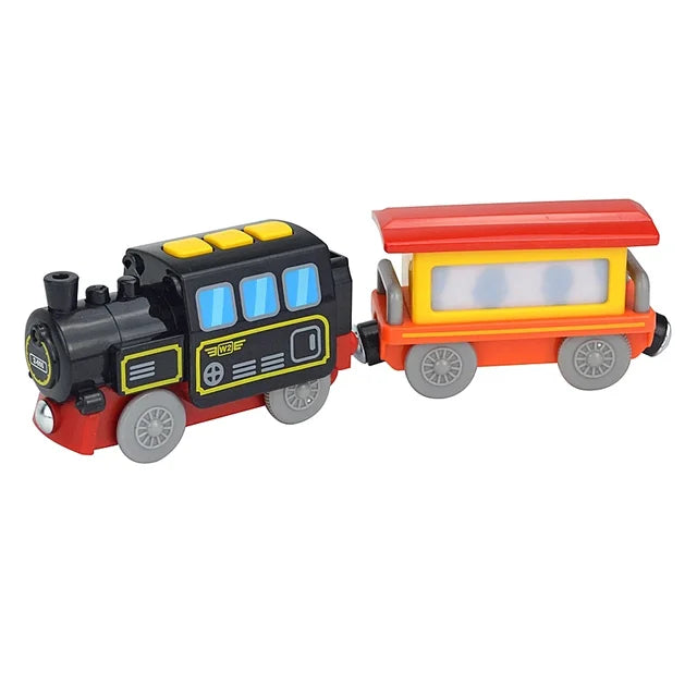 Wooden Train Track Toys for Children, Magnetic and Electric Set, Compatible with All Brands of Wood, Biro Train Tracks 