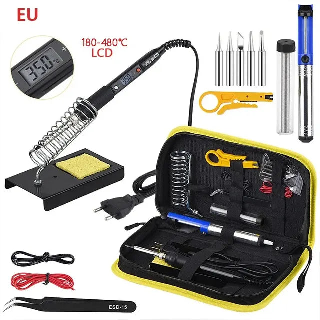 Kit de fer à souder électrique 80W, température réglable 220V 110V, ensemble d'outils de soudage, flux de soudure, pointes, station de expédi