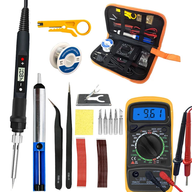 Kit de fer à souder électrique numérique, température réglable, écran LCD, pointes d'outils de soudage, 80W, 60W, 220V, 110V