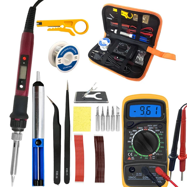 Kit de fer à souder électrique numérique, température réglable, écran LCD, pointes d'outils de soudage, 80W, 60W, 220V, 110V