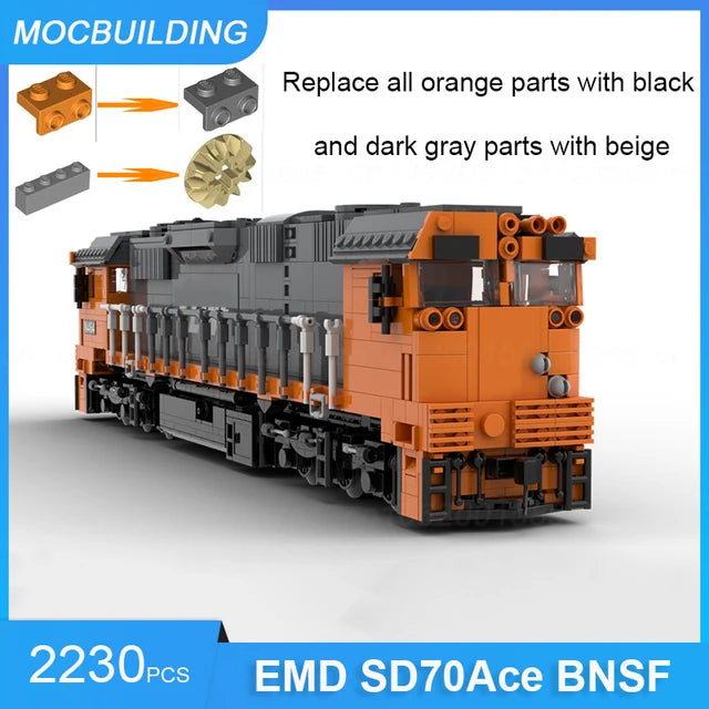 Orange VLine N, train model, MOC assembly bricks 