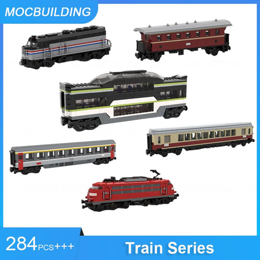 Various rolling stock, DIY assembled bricks MOC 