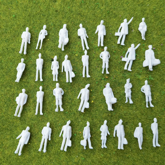 Mini white standing figure, HO scale 1:87, 50 pieces 