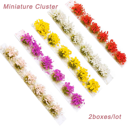 2 boxes DIY mini flower cluster executive model architecture building layout railway train landscape diorama simulation 