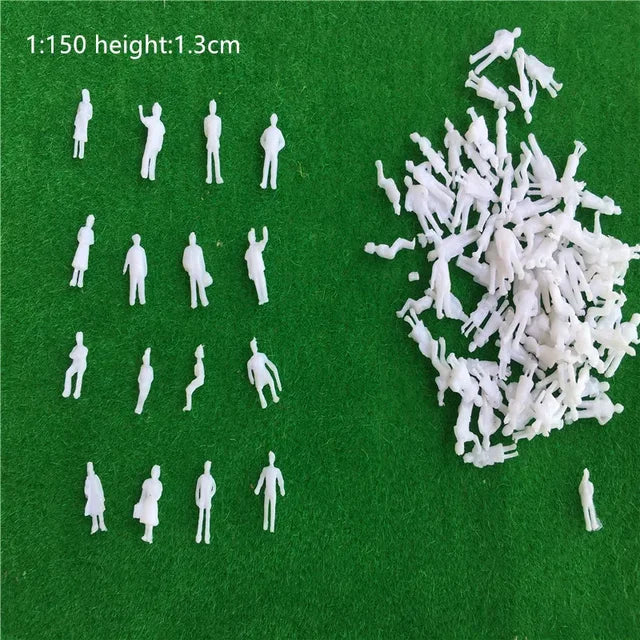 300pcs White Mixed Miniature Figures Human Scale HO Model Plastic Resin 100/150/200/300 