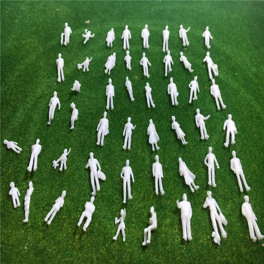 300pcs White Mixed Miniature Figures Human Scale HO Model Plastic Resin 100/150/200/300 