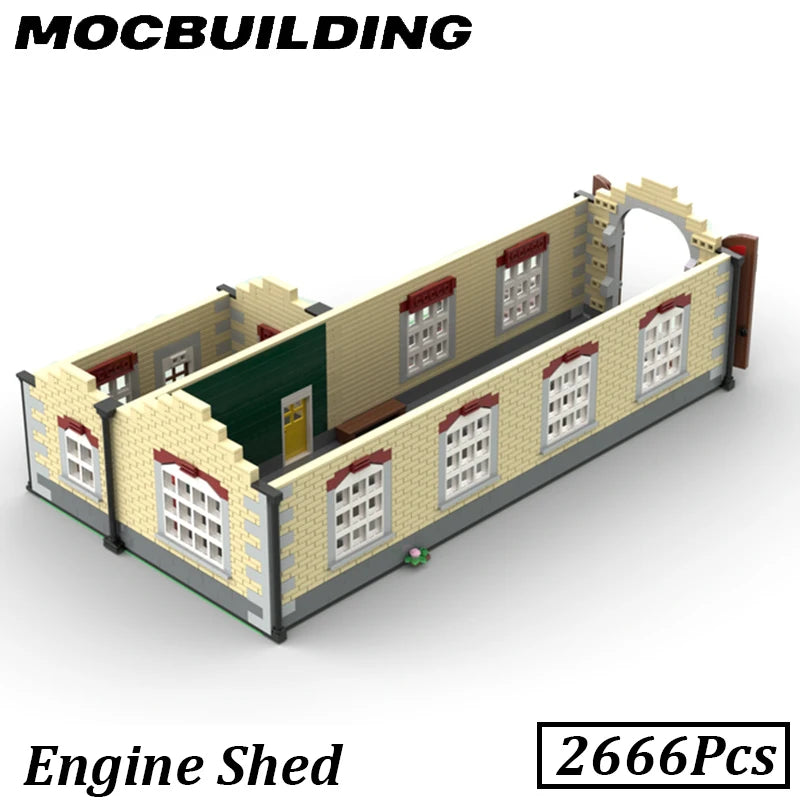 Locomotive shed, freight buildings, MOC building blocks 