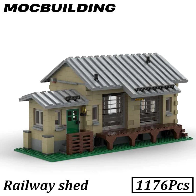 Locomotive shed, freight buildings, MOC building blocks 