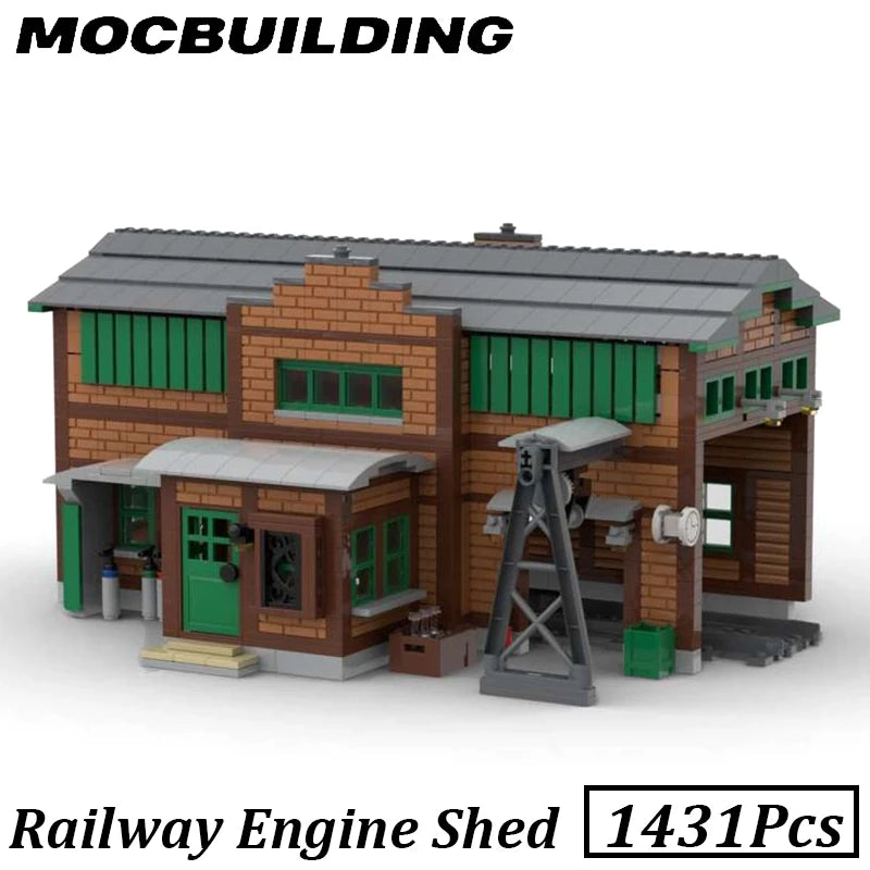 Locomotive shed, freight buildings, MOC building blocks 