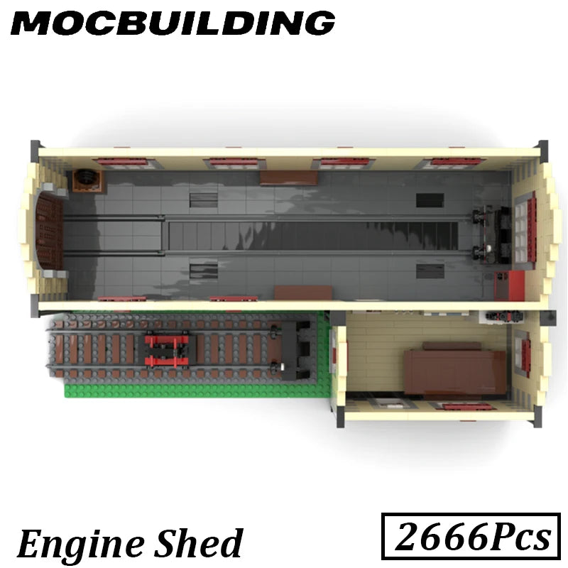 Locomotive shed, freight buildings, MOC building blocks 