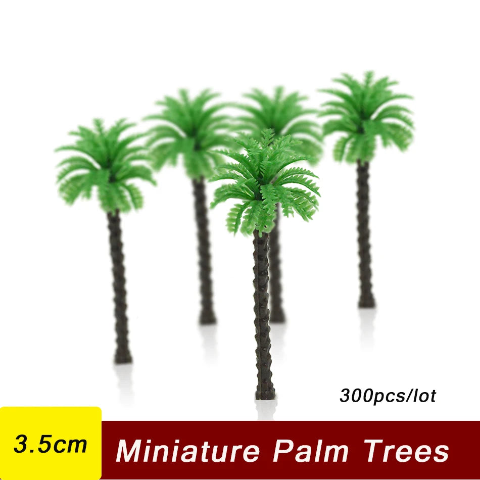 300pcs 3.5cm plastic miniature palm trees model diorama toys railway train layout architecture landscape building materials 