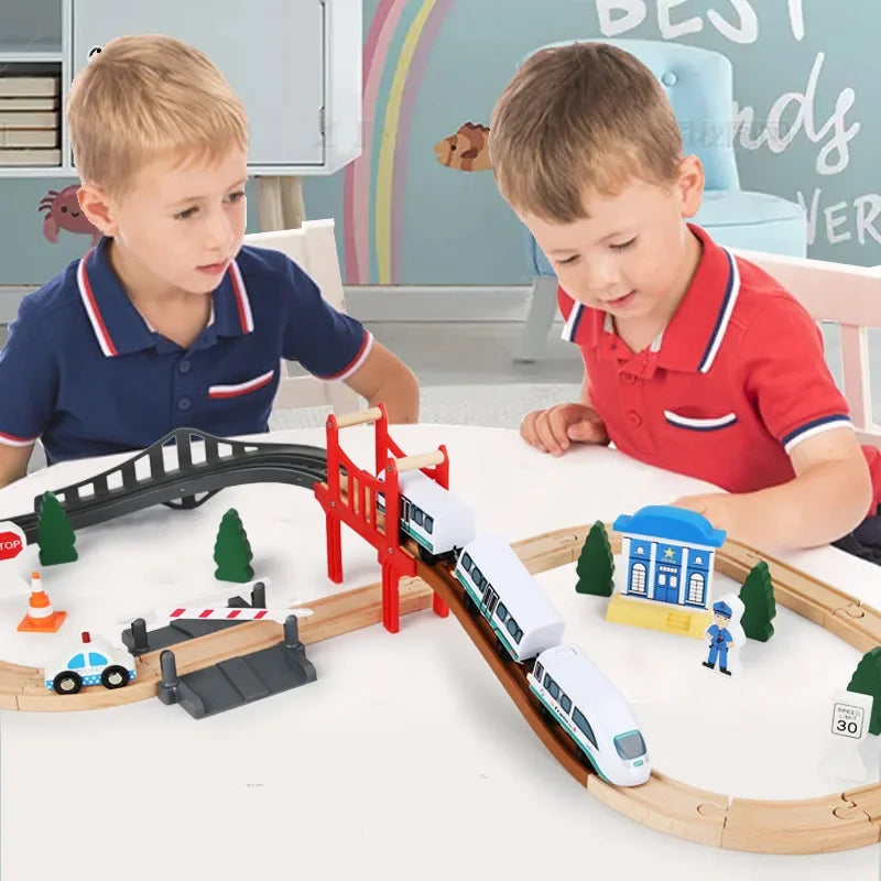 Children's electronic motor train model, magnetic railway track 