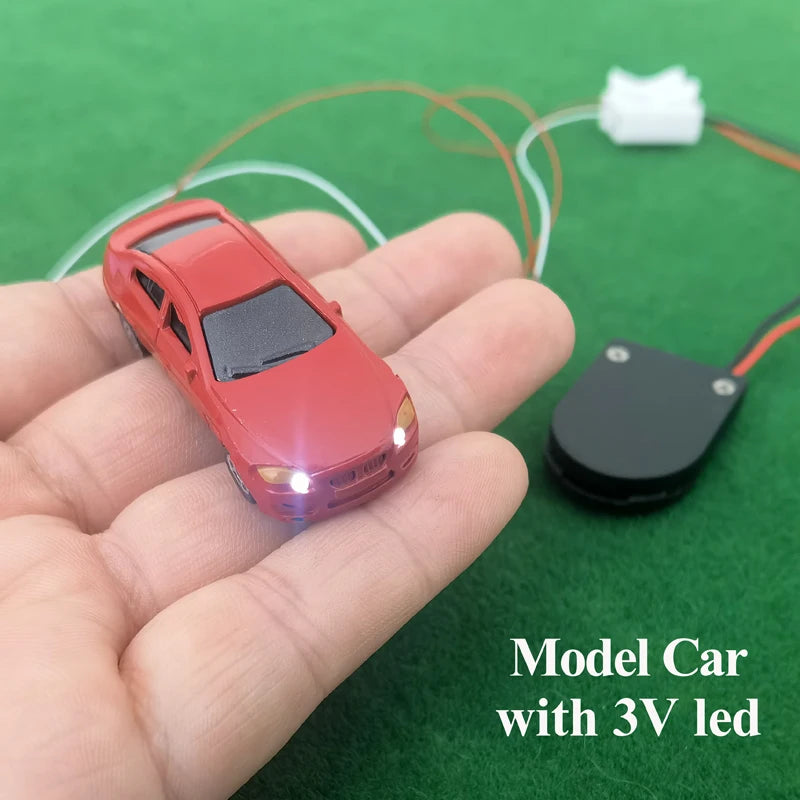 Modèle de voiture en plastique avec lumières LED, 3V, 1 pièce, 75, 87/150, HO-N