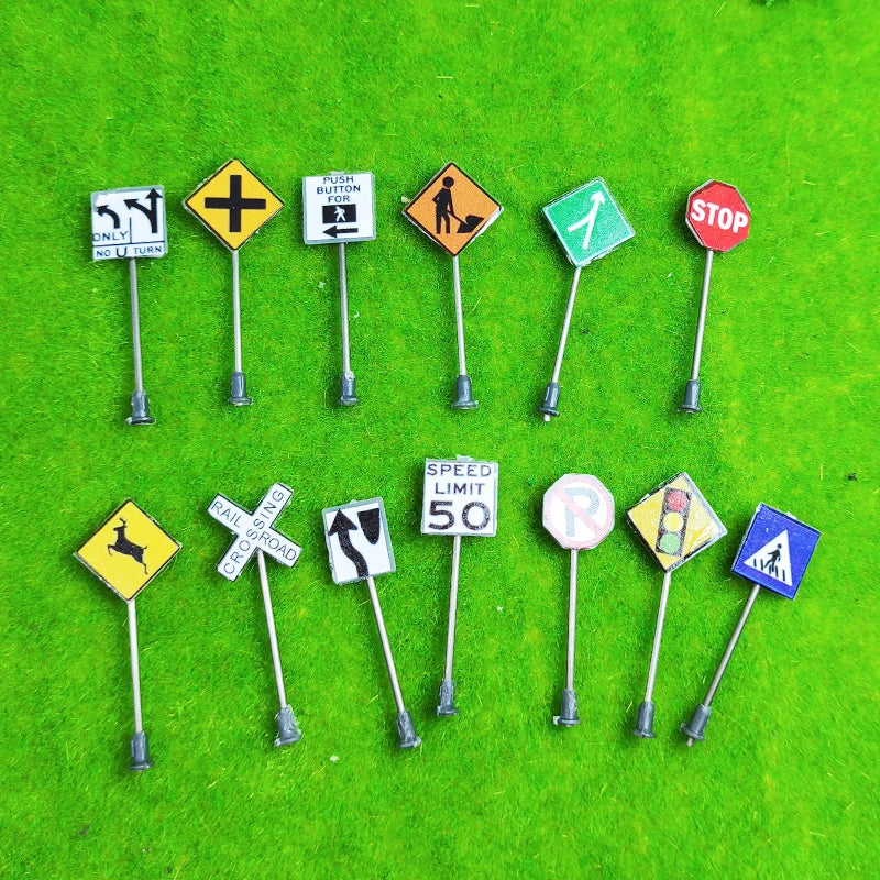 H0 Scale Traffic Sign, American Type, 14 Pieces 