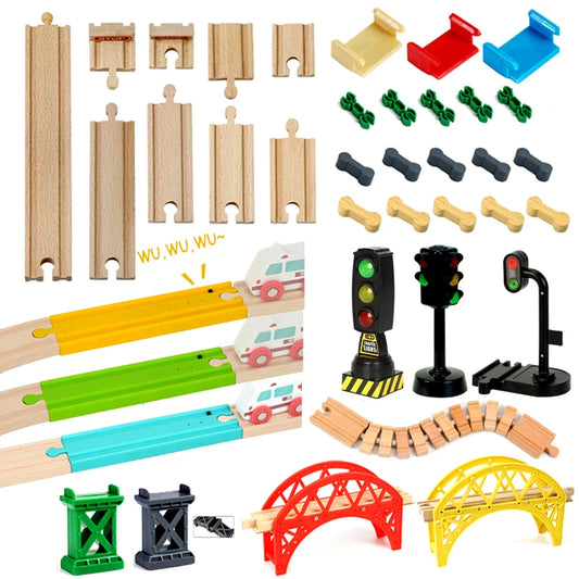 Wooden Train Track Accessories Suitable for Brio Wooden Tracks 
