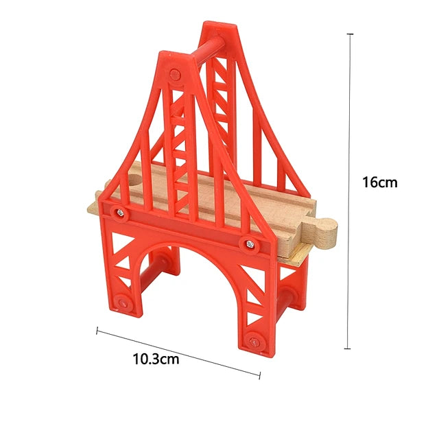 Piste de train en bois pour enfants, enseigne de rue, pont, accessoires de voie, pistes en bois Brio