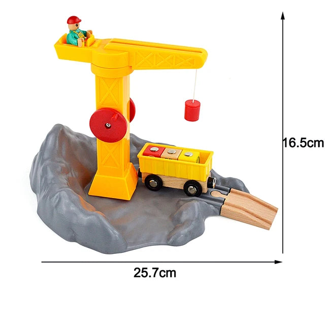 Piste de train en bois pour enfants, enseigne de rue, pont, accessoires de voie, pistes en bois Brio