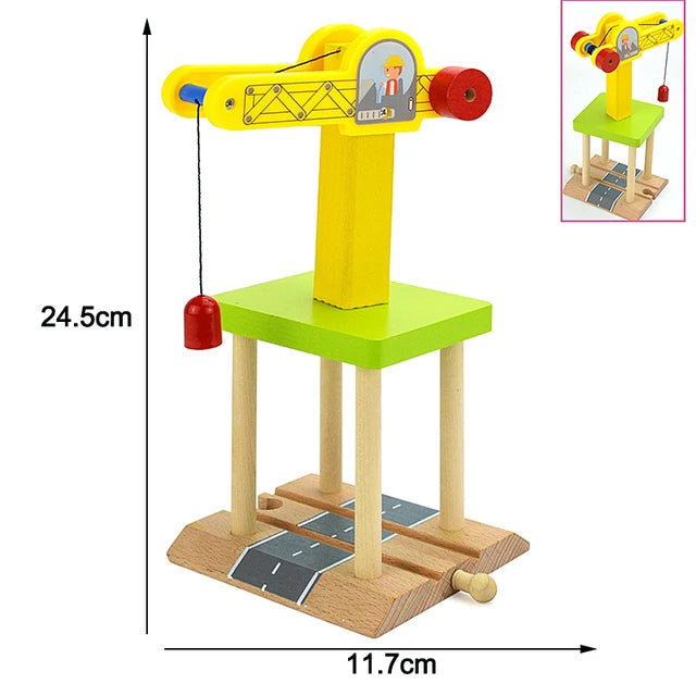 Piste de train en bois pour enfants, enseigne de rue, pont, accessoires de voie, pistes en bois Brio