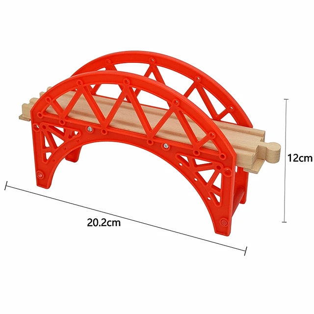 Piste de train en bois pour enfants, enseigne de rue, pont, accessoires de voie, pistes en bois Brio