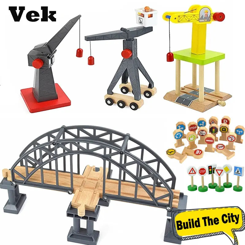 Wooden Train Track for Kids, Street Sign, Bridge, Track Accessories, Brio Wooden Tracks 