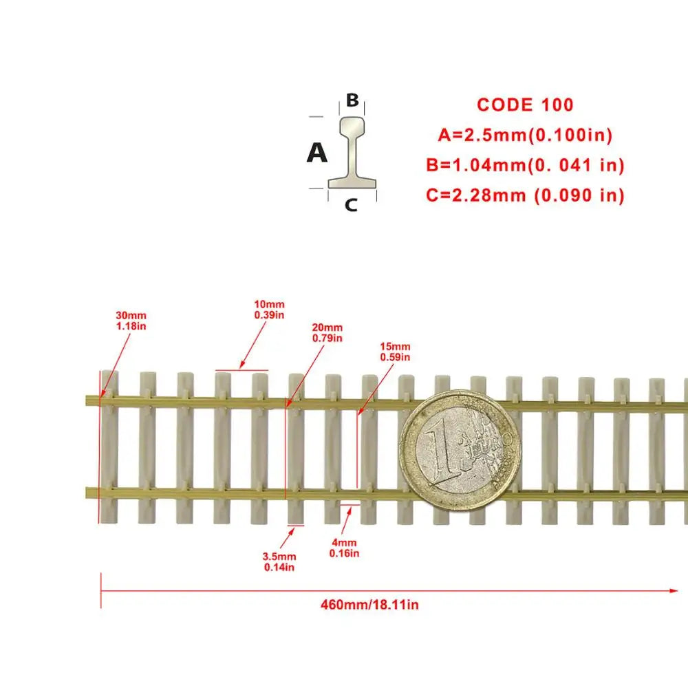 Rail Flexible de 46cm, échelle 1:87, 5 ou 10 Pièces
