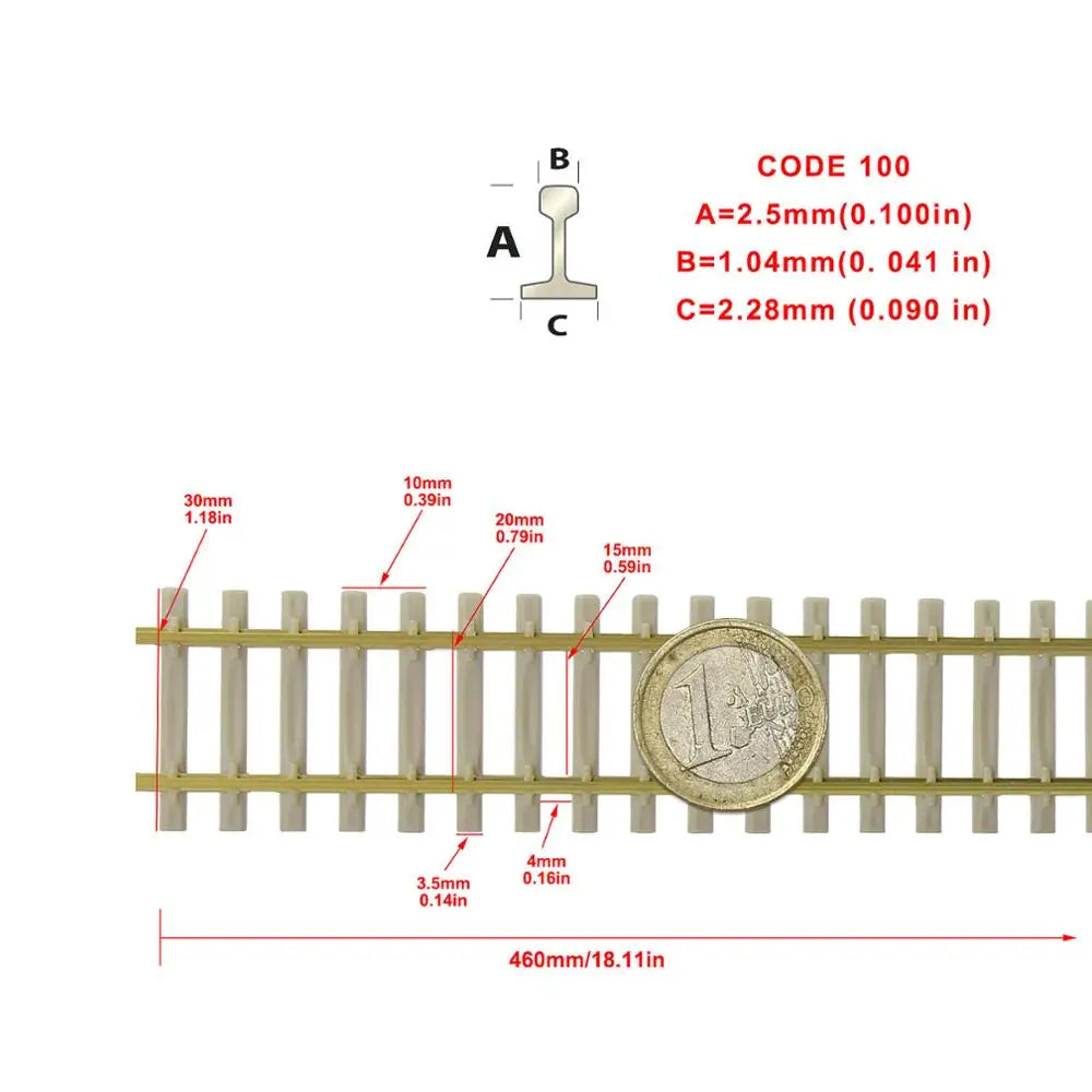 46 cm flexible Schiene, Maßstab 1:87, 5 oder 10 Stück 