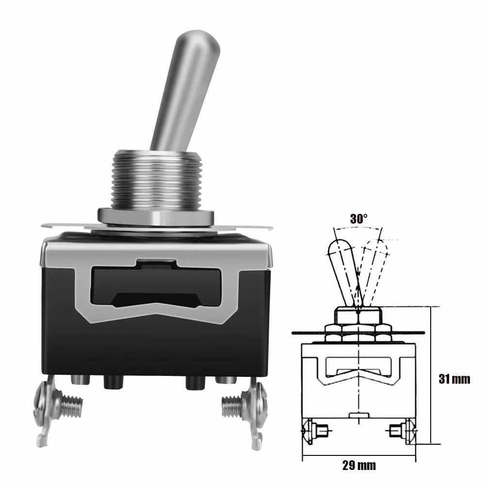 5 Stück 15 A 250 V 2-poliger SPST EIN/AUS-Wippschalter 