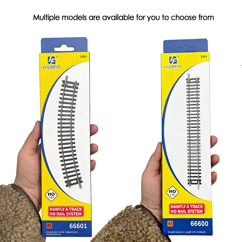 Rails de train miniature à l'échelle HO 1/87 en nickel-chrome, alimentés électriquement, modèles de voies simulées droites, courbes et déviateurs