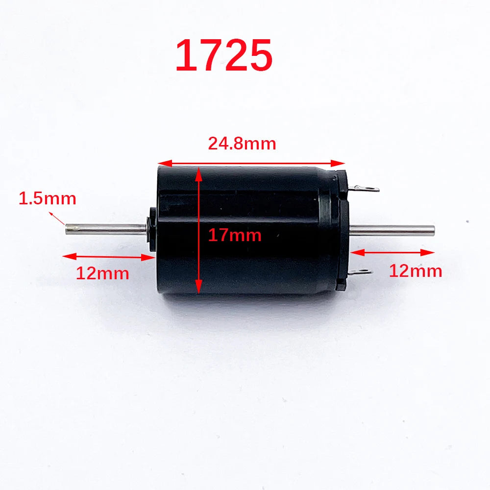 Motor sin núcleo de doble eje, 8 mm, 10 mm, 12 mm, 15 mm, 17 mm, 816, 1020, 1215 y 1725, motor de CC de alta velocidad de 6 V a 12 V para modelismo ferroviario. 