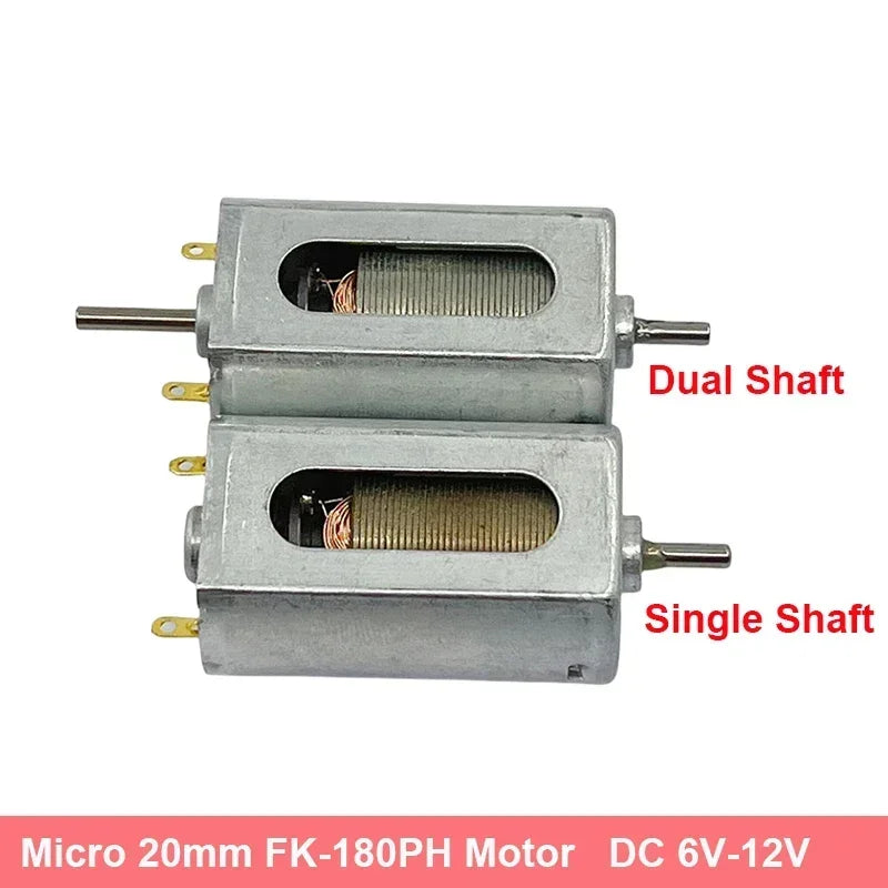 Micro moteur à balais de carbone FK-180PH, 20mm, DC 6V-12V, moteur électrique à grande vitesse, arbre unique/double, bricolage, fente HO, voiture, bateau, Train