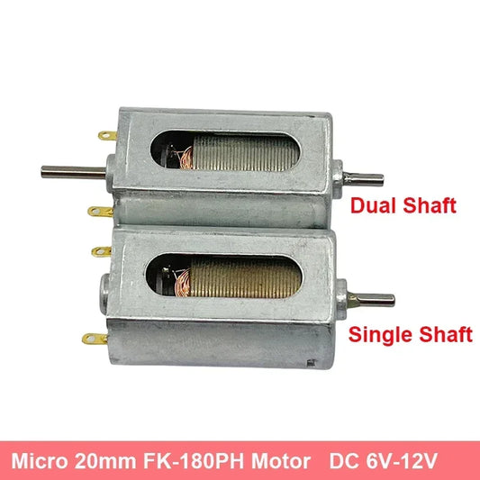 Micro moteur à balais de carbone FK-180PH, 20mm, DC 6V-12V, moteur électrique à grande vitesse, arbre unique/double, bricolage, fente HO, voiture, bateau, Train