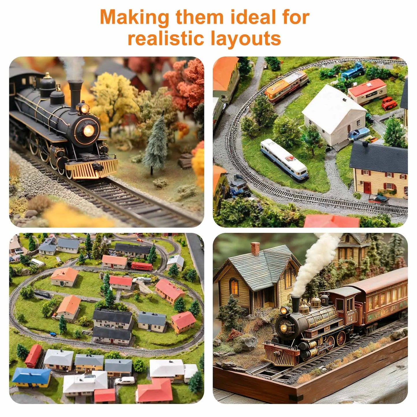 6 pièces - chemin de fer échelle HO 1:87 avec rails en cuivre-nickel courbés droits