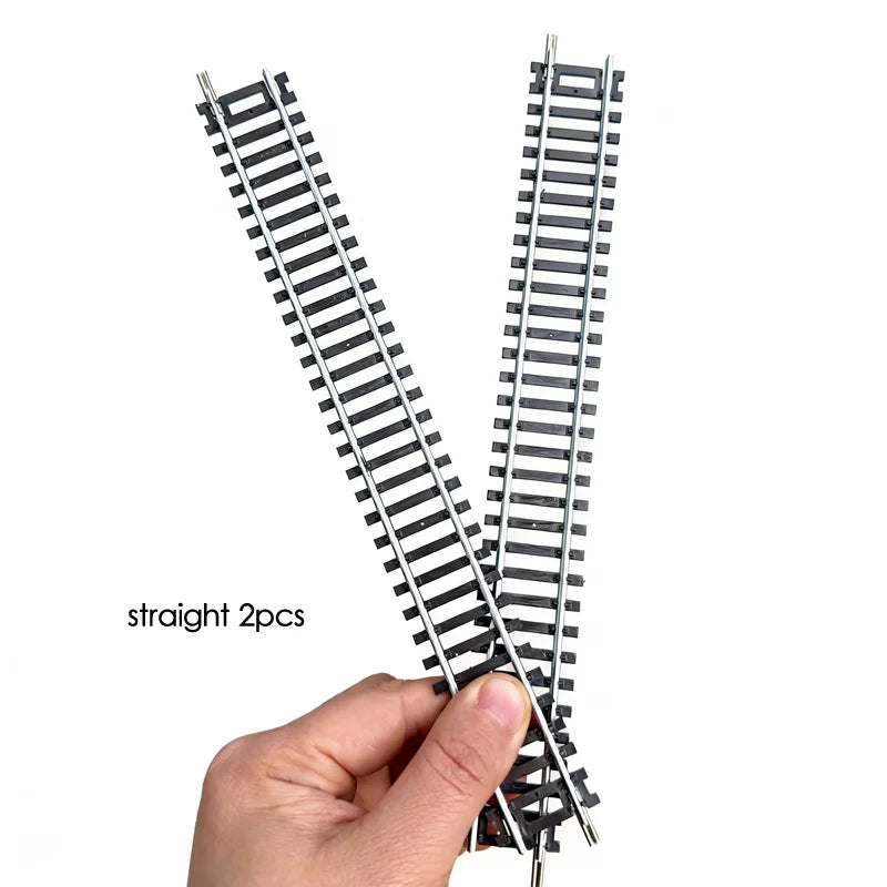Rails de train miniature à l'échelle HO 1/87 en nickel-chrome, alimentés électriquement, modèles de voies simulées droites, courbes et déviateurs