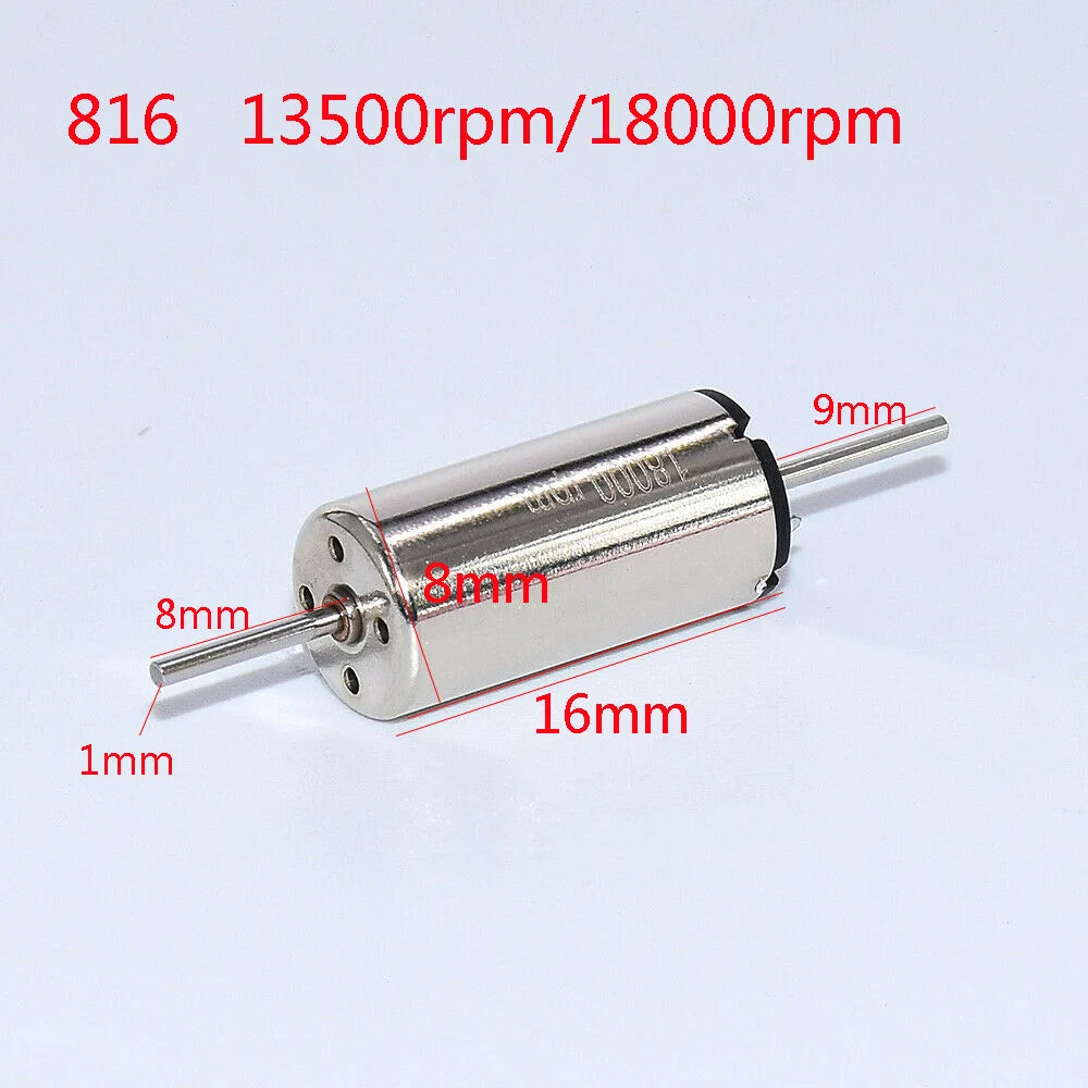 Motor sin núcleo de doble eje, 8 mm, 10 mm, 12 mm, 15 mm, 17 mm, 816, 1020, 1215 y 1725, motor de CC de alta velocidad de 6 V a 12 V para modelismo ferroviario. 
