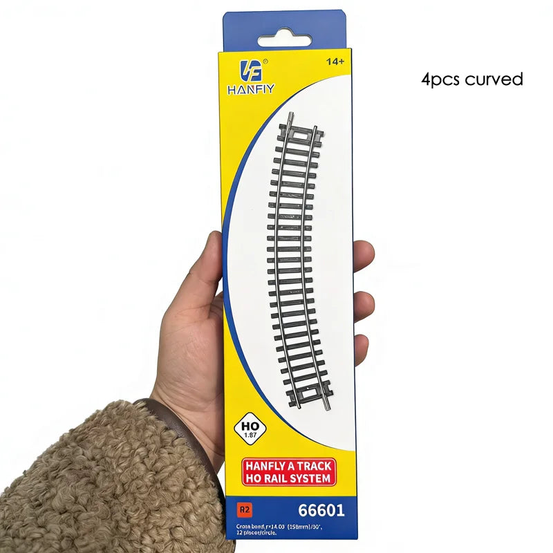 Rails de train miniature à l'échelle HO 1/87 en nickel-chrome, alimentés électriquement, modèles de voies simulées droites, courbes et déviateurs