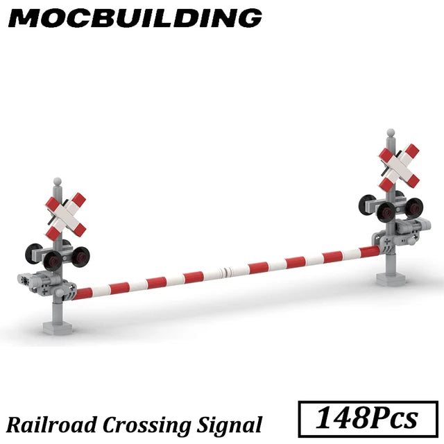 Railroad crossing barriers, US type, MOC building blocks, 