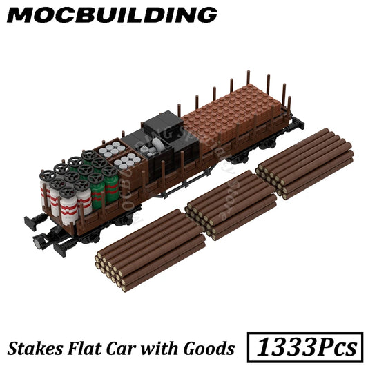 Wagon plat avec chargement, construction MOC