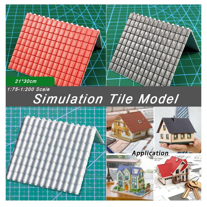 Tuile de simulation de toit en PVC pour diorama, architecture de toit en ABS, carreaux de modèle, 21x30cm, 1 pièce