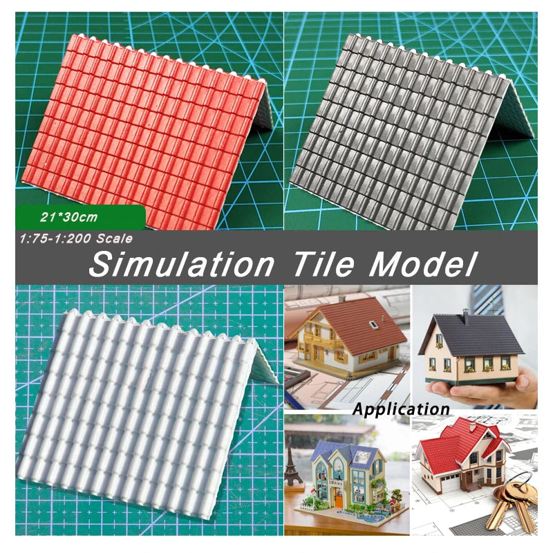 1pcs PVC simulation roof tile for diorama ABS roof architecture model tiles 21x30cm 