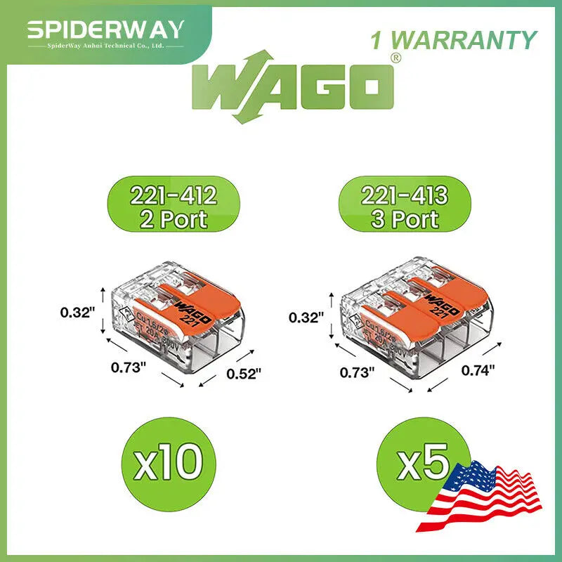 221 WAGO wire connectors, 15 pieces 