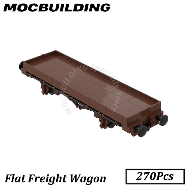 Flat Cargo Wagon, MOC Building Blocks, DIY Assemble Bricks 