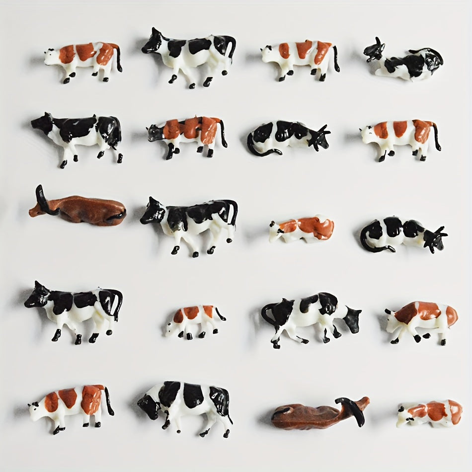 10Pack 187 Scale Model Animals White  Black Cows and Horses Miniature Farmyard Figures Handmade ABS Resin Artistic Crafts for Model Train Scenery Adult Hobby Collectibles