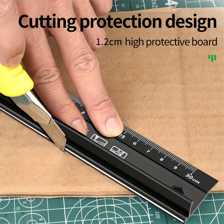 1pc BAOLIAN Aluminum Alloy Ruler  MultiFunctional Protective Straight Edge High Precision Cut Resistant NonSlip InkProof Industrial Grade Measuring Tool